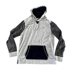 Abercrombie & Fitch Men's Gray Black Color Block Drawstring Pullover Hoodie - L